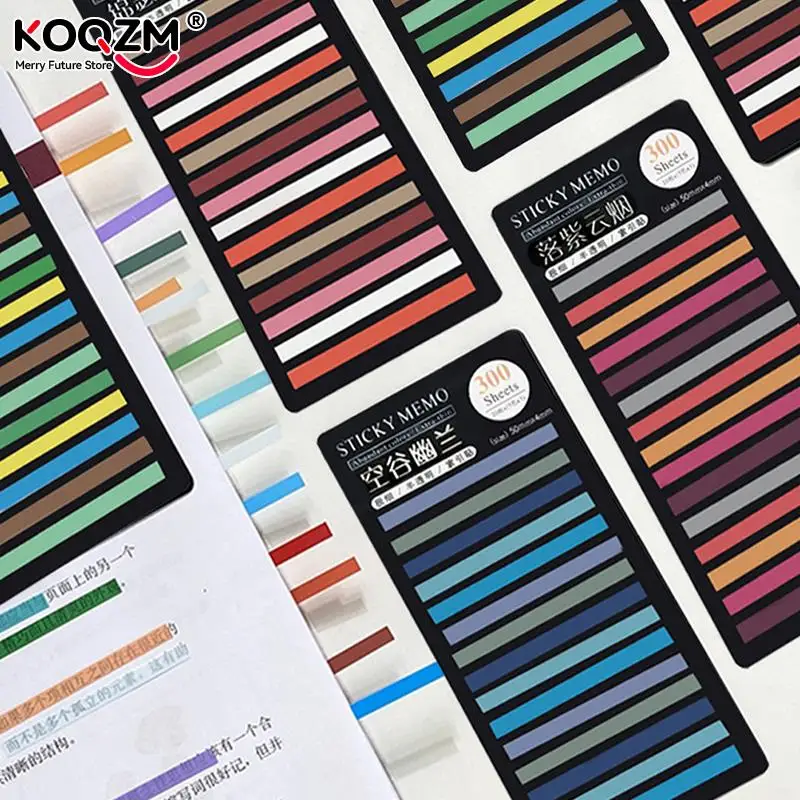 300 Sheets Rainbow Color Index Memo Pad Key Points Sticky Notes Paper Sticker Notepad Bookmark School Supplies Kawaii Stationery