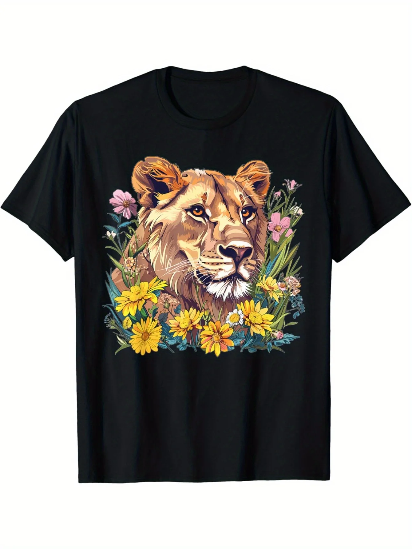 Aesthetic Lioness With Flowers I Lioness T-Shirt