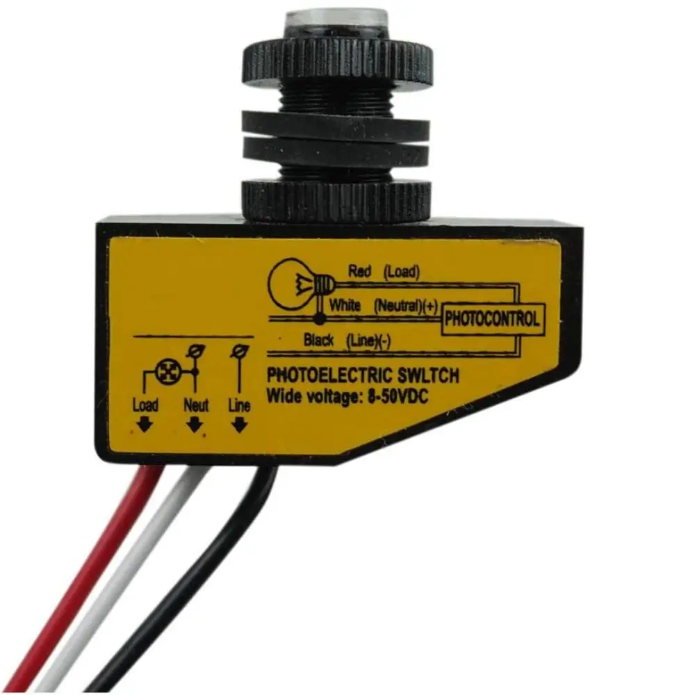 Professional DC 8-50V Photocell Switch Waterproof Auto On/Off Light Sensor Universal Photoelectric Switch Outdoor Lighting