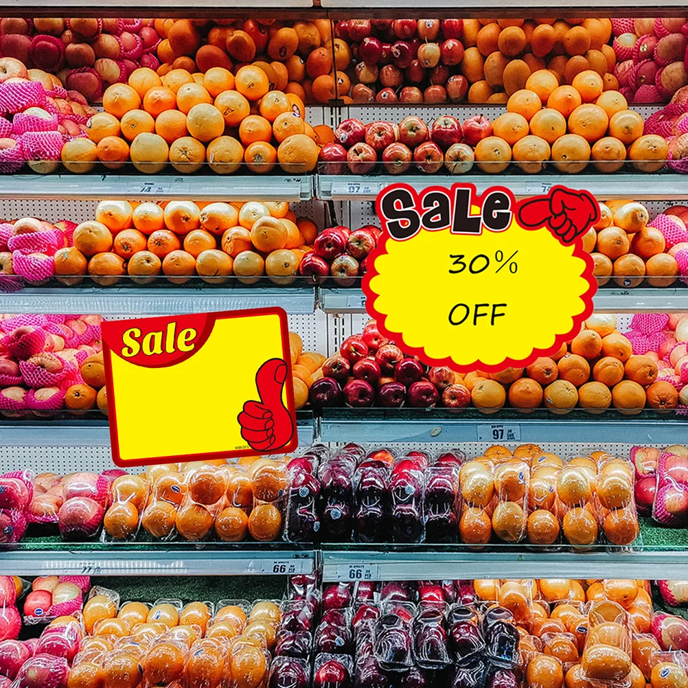 Étiquettes de prix publicitaires en papier résistant de qualité supérieure, 50 pièces, pour Garage, épisseuse de fonds, école, carnaval, autocollants promotionnels, marqueurs