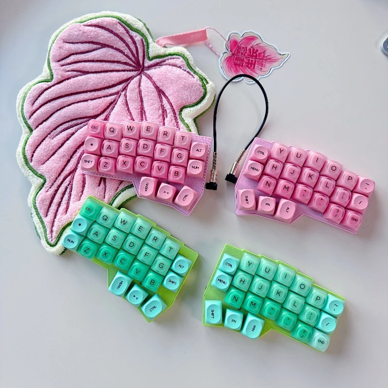 

Metal Tenting Corne V4 Spilt Keyboard Kit Wired Hotswap Horn Keyboard RGB VIAL Ergonomic Gaming Accessories Green Pink Keyboard