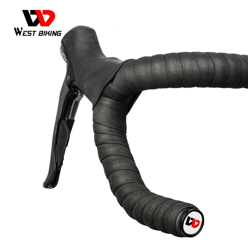 West Biking-Fita de guiador de bicicleta, amortecimento antiderrapante, camuflagem, ciclismo, bicicleta de estrada, alça, envoltórios com Bar End Plugs