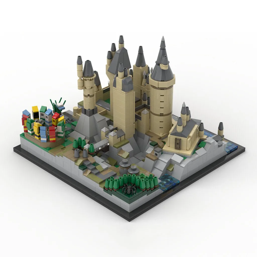 MOC-Castle Architecture Building Blocks para Crianças, Brinquedo Modelo Montado, Castelo Escolar, Presentes de Aniversário de Tijolo DIY, 1347PCs