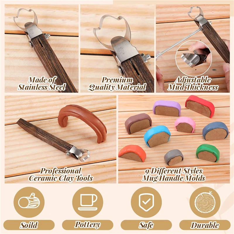 

Инструмент для изготовления ручек для керамики с 9-комп. Форма для ручки кружки Регулируемая глина Инструменты для керамики Инструменты Обрезка керамики Простая установка-