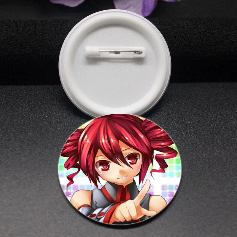 Kasane Teto Badge Cute Anime Girl Lapel Pins 58mm UTAU Virtual Singer Round Brooches for Backpack Accessories Fan Jewelry Gifts