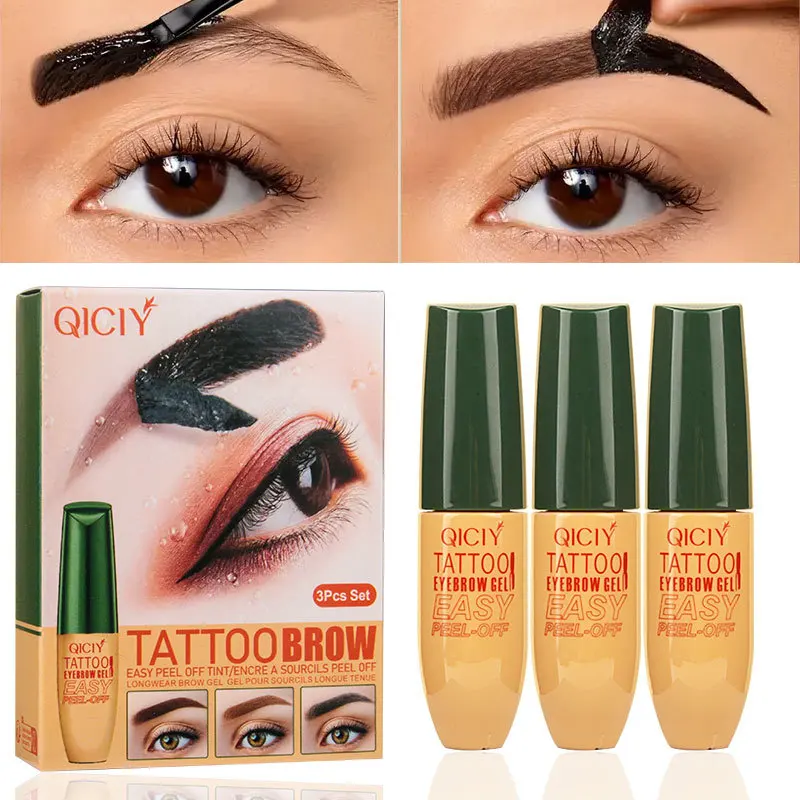 3‑Color Peel‑Off Eyebrow Gel Set, Semi‑Permanent Lazy Eyebrow Tint In Three Colors, Waterproof And Long‑Lasting Peel‑Off Eyebrow Glue, Easy‑To‑Use Eyebrow‑Dye Tools For Beginners, Natural‑Shade Eyebrow Makeup, Unisex Peel‑Off Eyebrow‑Tint Kit.