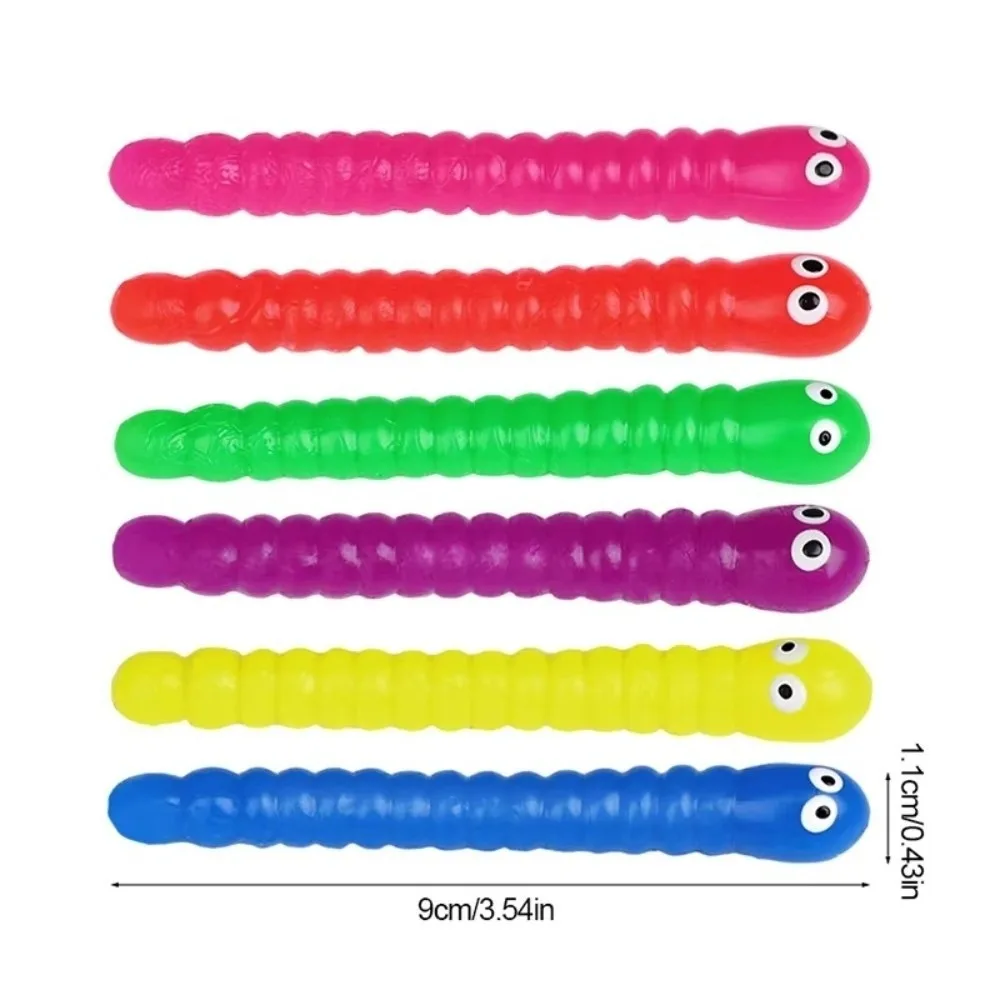 5/12Pcs New Colorful Caterpillars Fidget Soft Caterpillars Anti Stress Release Squeeze Stretch String