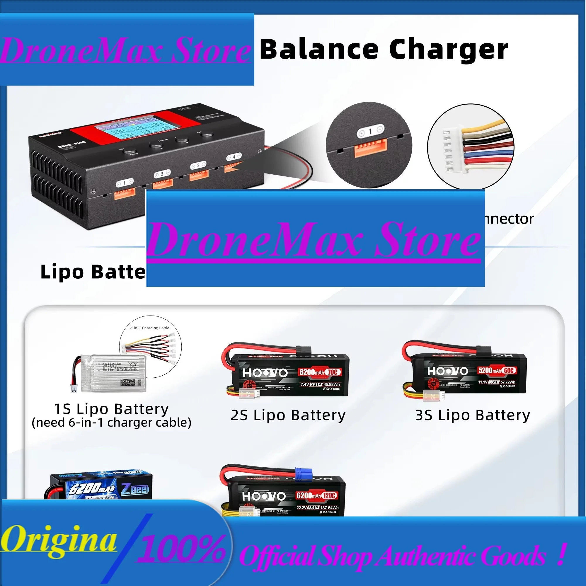 DroMaRadiolink Balance Charger CB86 Plus 1s-6s LiPo Lithium Battery Professional Charger 0.1-6A For FPV Drone Controller Transmi