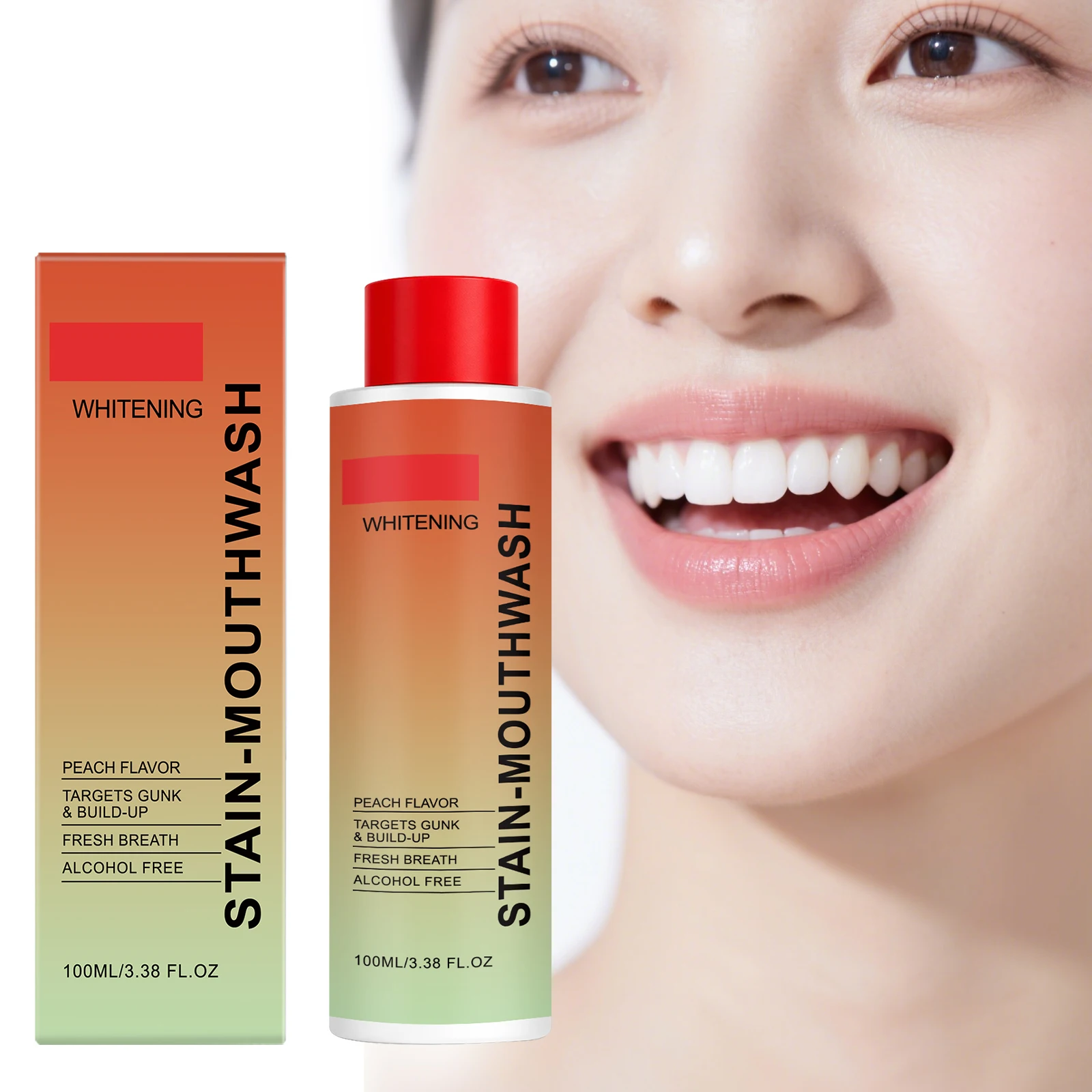 Stain Free Mouthwash With Peach Flavor Alcohol Free Reduces Surface Stains On Teeth Freshens Breath Daily Oral Care