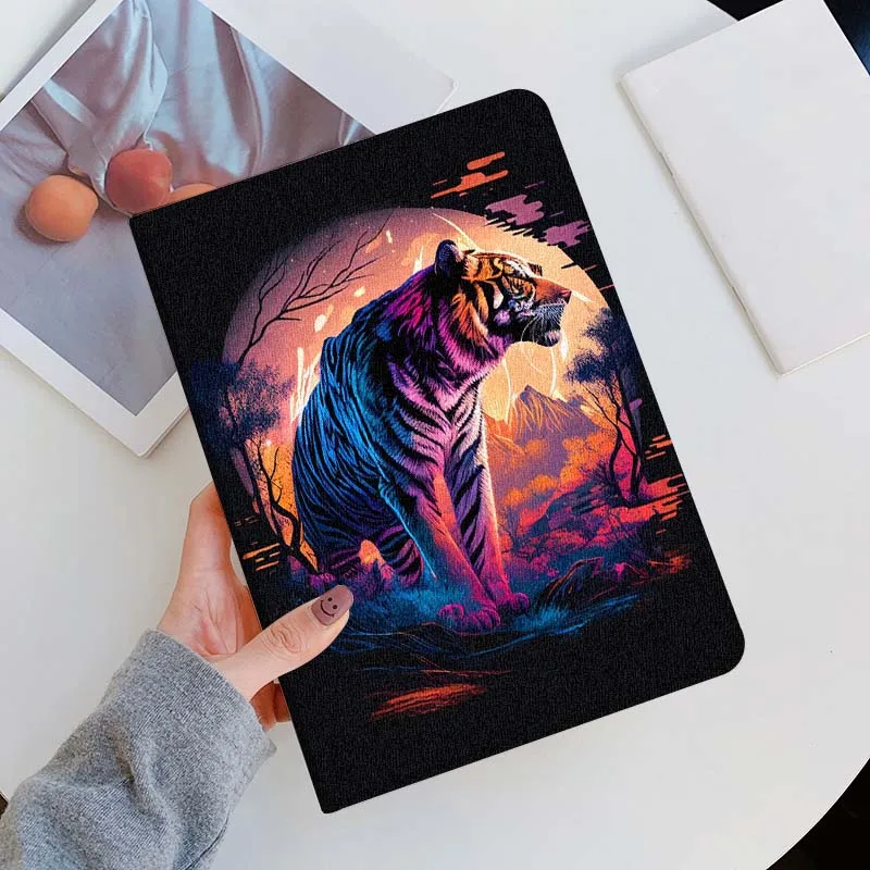 Cartoon Blue Flame Tiger For iPad Pro Mini Air 1 2 3 4 5 6 7 10 11 th 8 9 gen 11 M4 M5 Foldable Tablet Case Cover