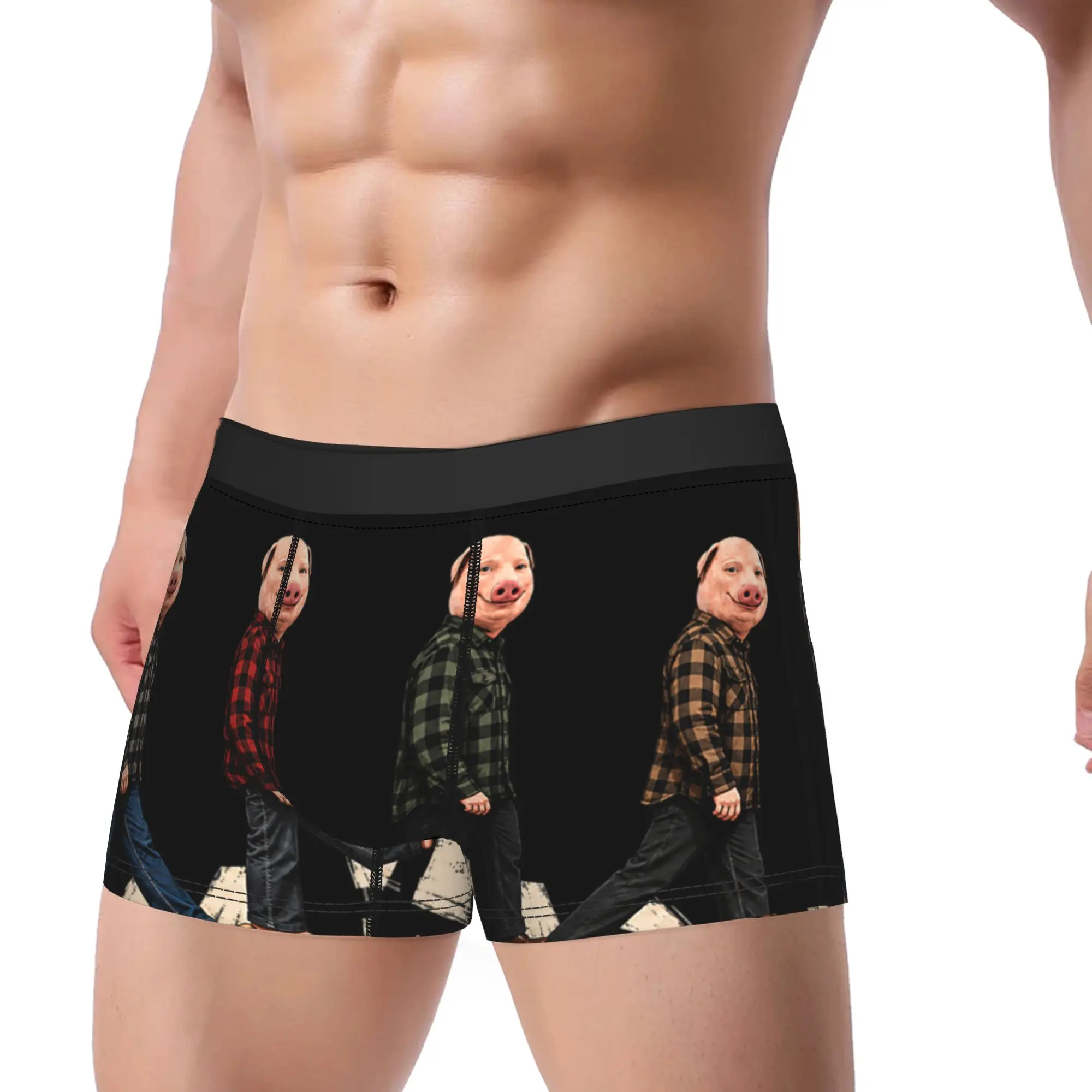 John Pork Crosswalk Crossing Funny Memes Dank Viral Brainrot Shorts Briefs  Underwear High Quality Men Elastic Boxer Shorts