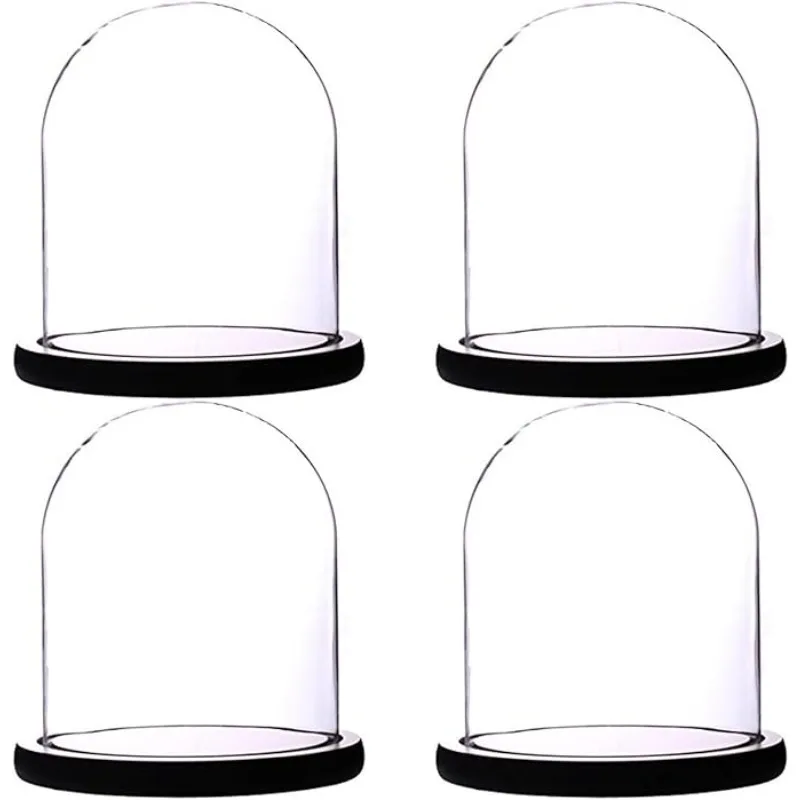 dome with base glass cloche Glass Cloche Bell Jar Display Dome with Wooden Base 6