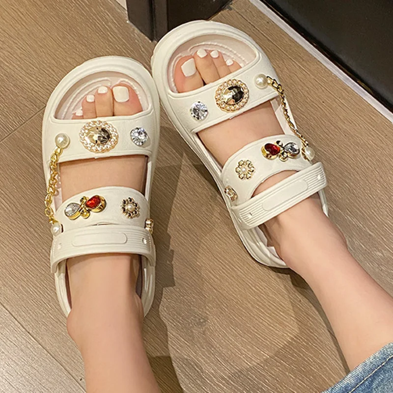 Women Sandals 2024 New Arrival Summer 6cm Thick Bottom Outdoor Casual Beach Sandals Popular Fashion Clogs Soft Slippers