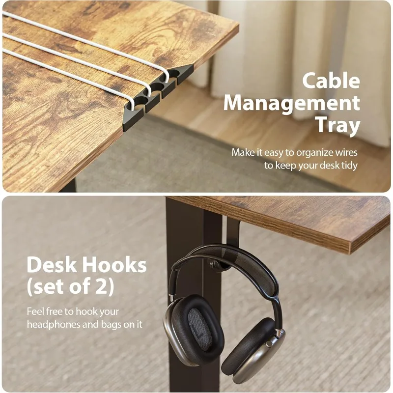 L-vormig sta-bureau, in hoogte verstelbaar, elektrisch hoeksta-bureau, zit-sta-bureau, 75x61 inch zit-sta