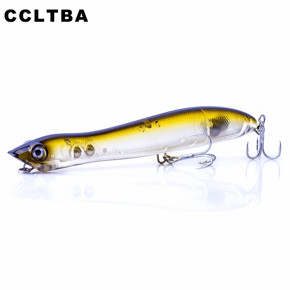 CCLTBA Hard Plastic Popper Fishing Lures 12cm 17.8g Float Snakehead Topwater Popper Bait Walk the Dog Rattle Wobble Bass Lure