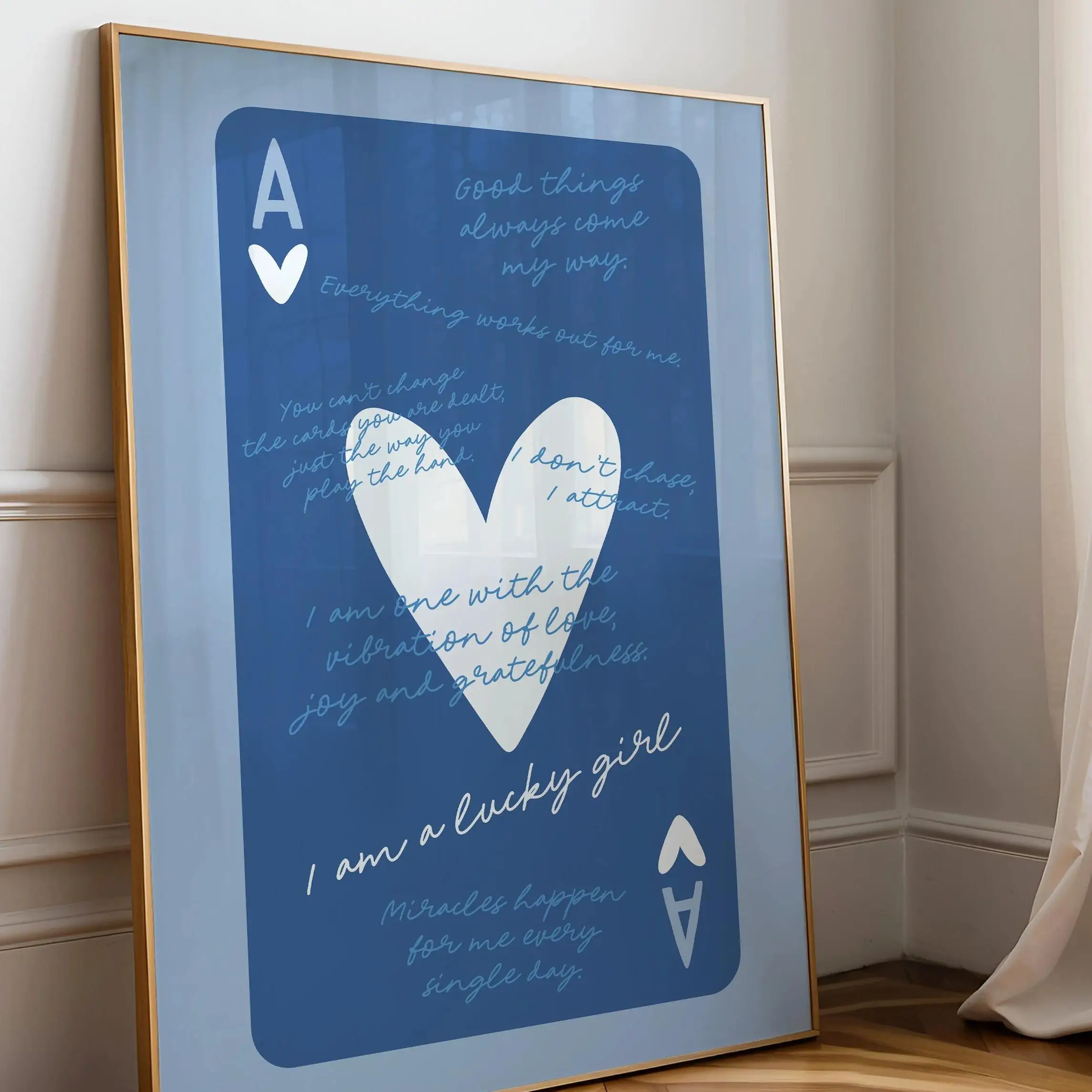 1 قطعة بطاقة الآس أقوال إيجابية طباعة موضة قماش جدار الفن قماش طباعة ديكور جمالي خمر غرفة نوم لطيف ملصق جدار الفن #3