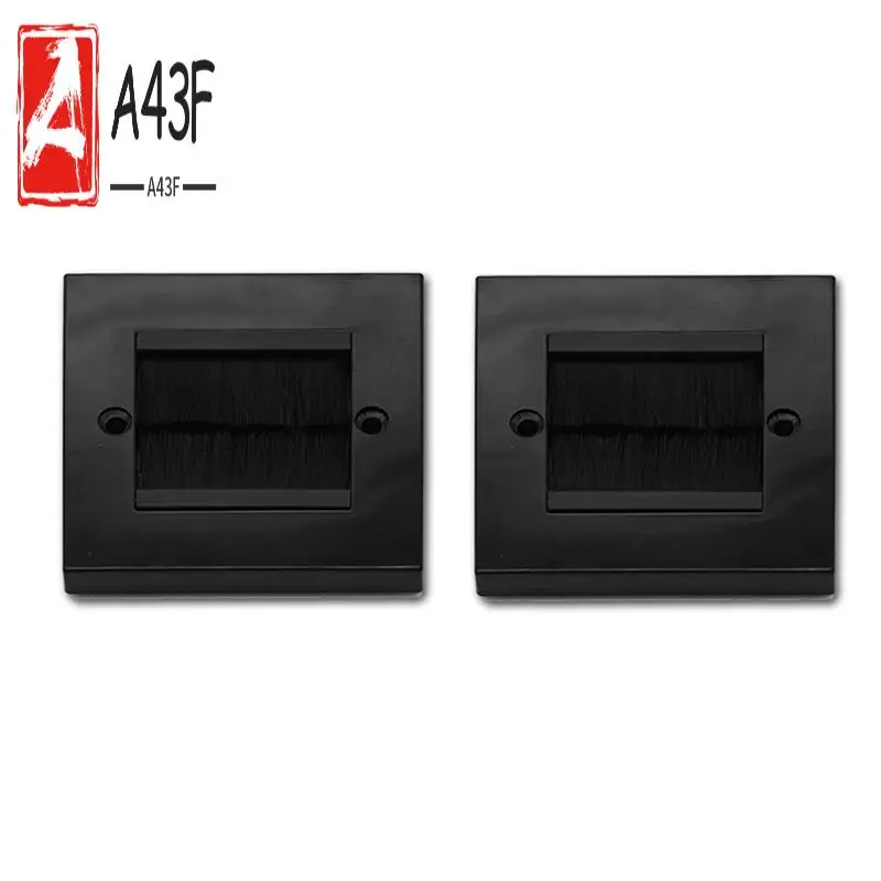 

A43F-2Pcs Flush Brush Wall Plate Brush Single 1 Gang Wall Outlet Cable Entry Plate Tidy Mount Face Plate Wall Plate