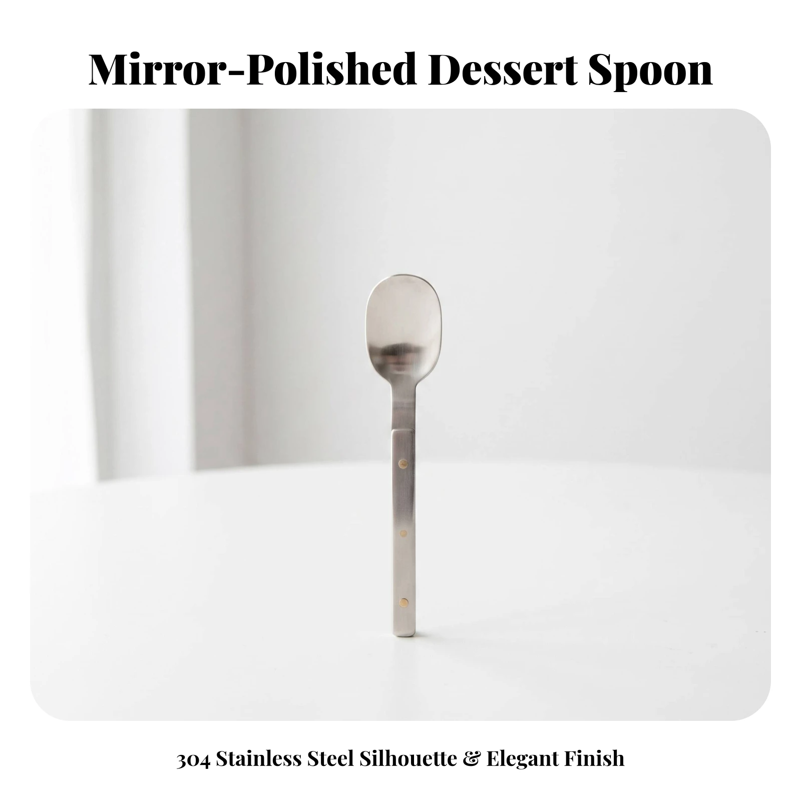 Stainless Steel Spoon Mirror-Polished Dessert Spoon Teaspoon Dishwasher Safe Flatware Corrosion Resistant for Tea Time