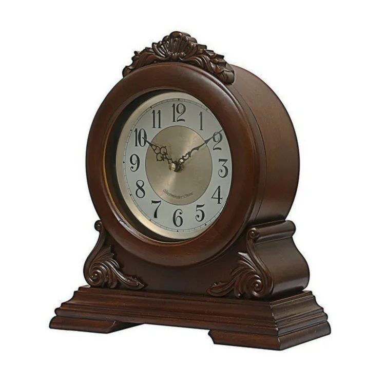 

Solid wood table clock, European style clock, retro antique classic wooden living room music