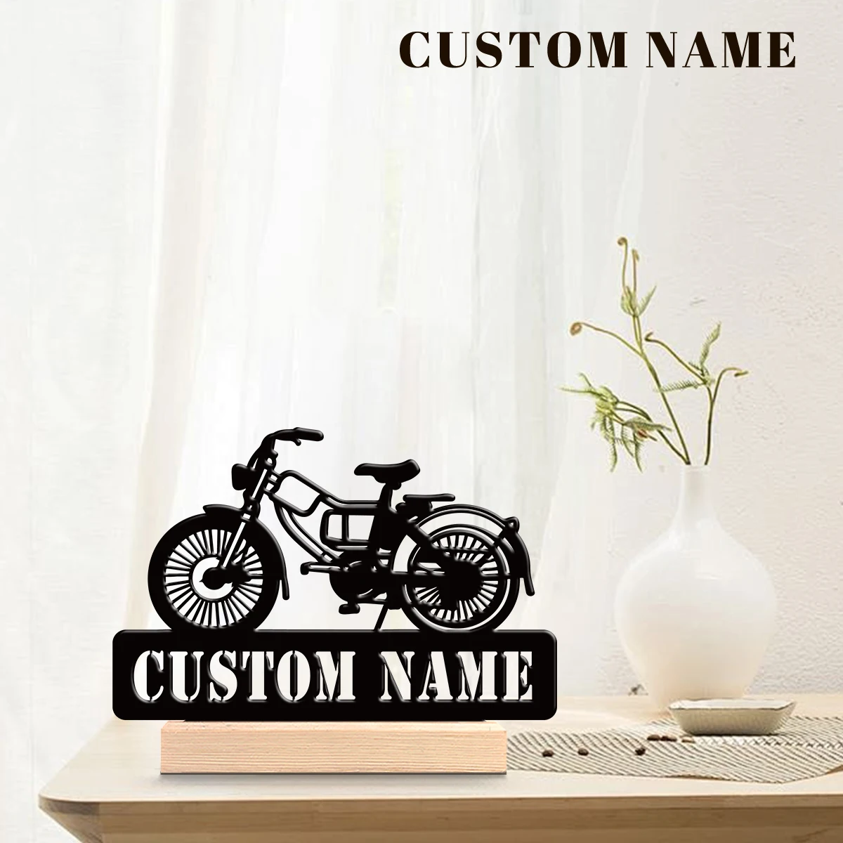 1pc Unique Personalized Metal Statue Ornaments Custom Content Equipped with Wooden Base Unique Desktop Decoration Custom Gifts