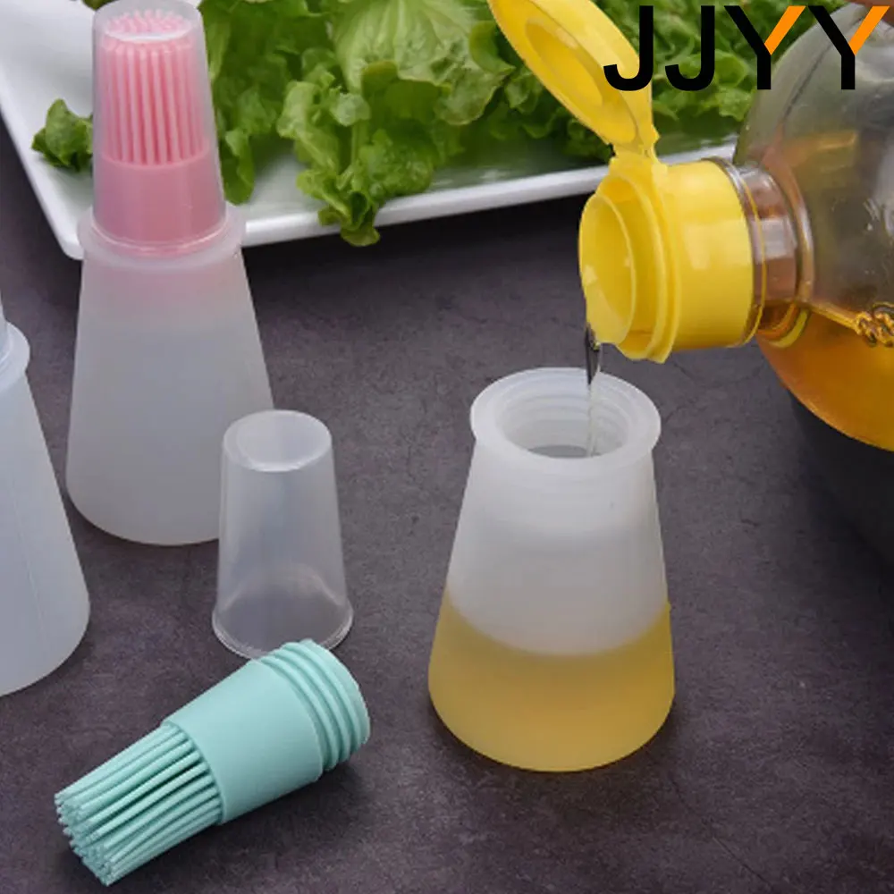 JJYY New Food Grade Silicone Oil Bottle with Lid, High Temperature Resistant Brush, Barbecue Baking Brush, Bbq Oil Control Brush