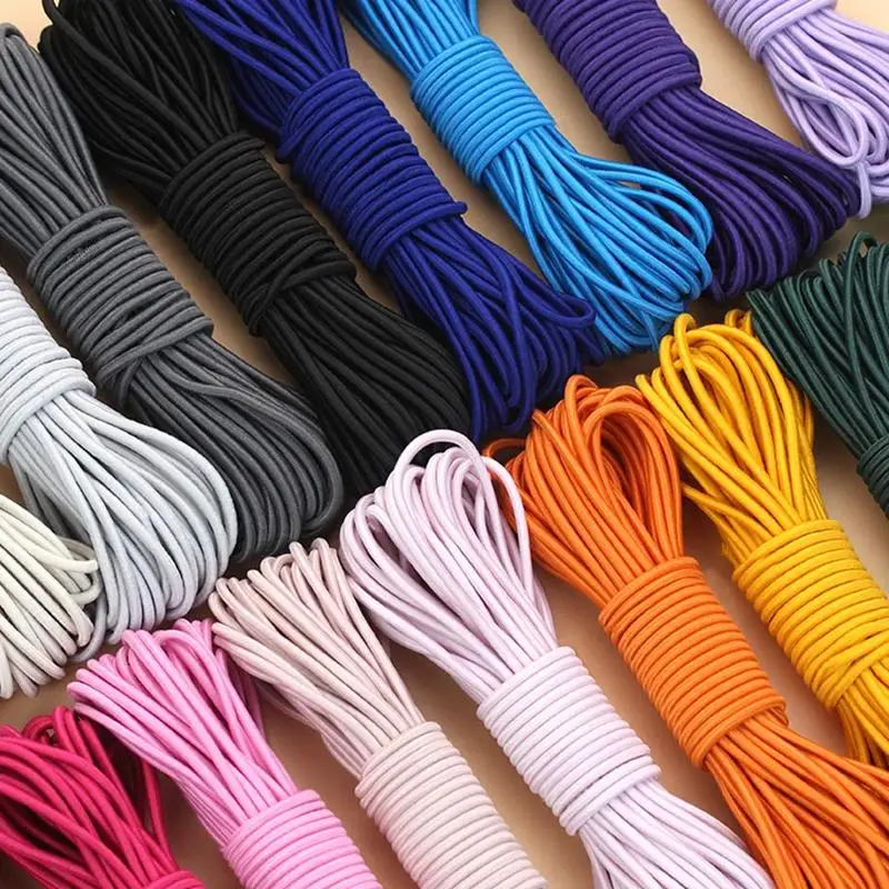 10-50M 2.5mm Colorful Round Elastic Rope Clothes Pants Elastics Drawstring Cord HairBand Strech Rubber Band Sewing Accessories