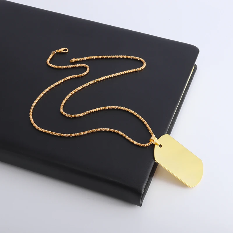 Hot Sale Pendant Smooth Plate Tag Men Retro Necklace Jewelry