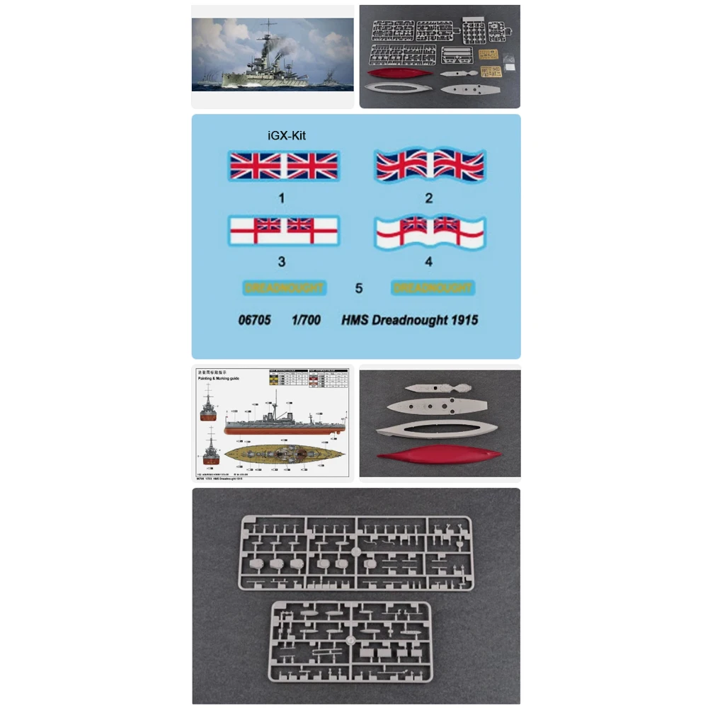 Trumpeter 06705 HMS Dreadnought im Maßstab 1:700, 1915, Schlachtschiff aus dem Zweiten Weltkrieg, Militärschiff, Montagesatz für handgefertigte Modellbausätze aus Kunststoff