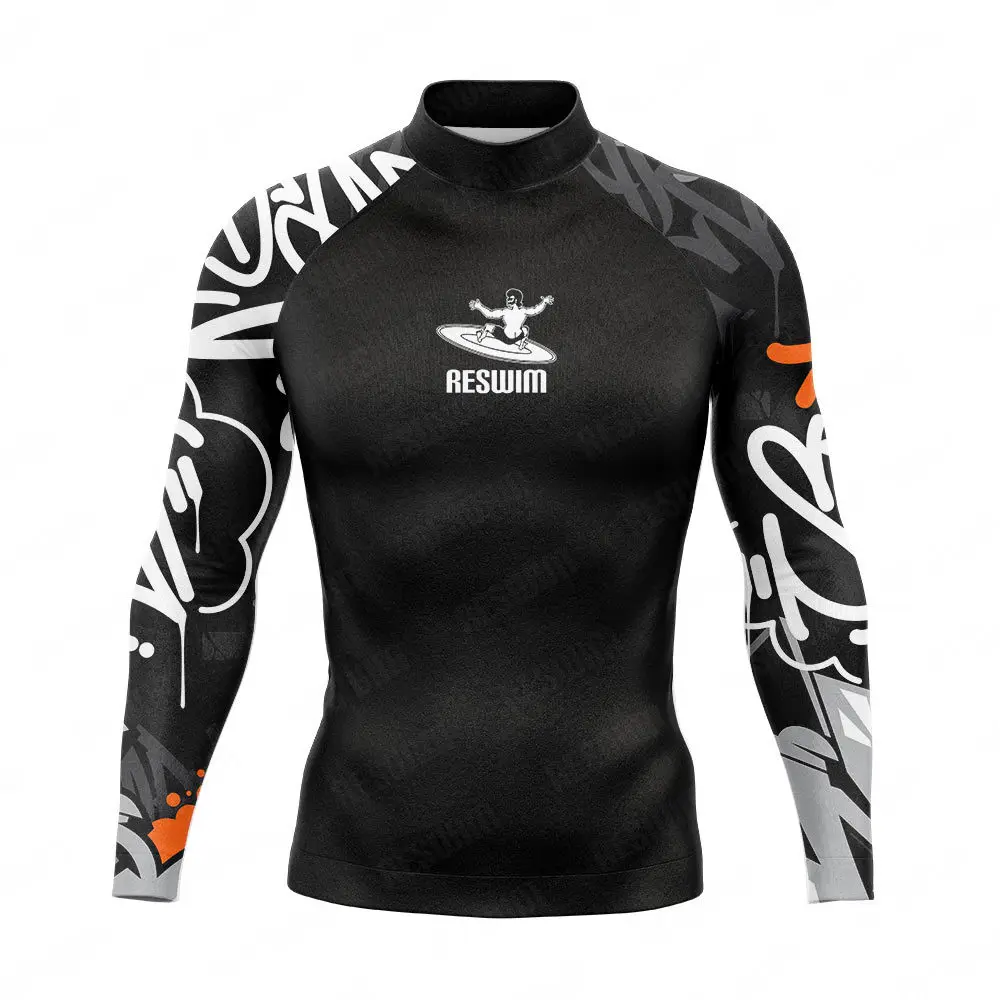 Men's Surfing Swimming T-shirts Tight Swimsuit Beach UV Protection Rash Guards Swimwear Long Sleeve Surf Suit Quick Dry Shirts