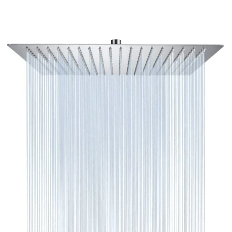 

16 Inch Square Rain Shower Head 304 Stainless Steel Ultra Thin High Pressure Bathroom Rainfall Showerhead Brushed Nickel 324 Je