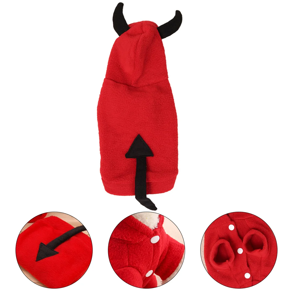 Halloween Devil Pet Clothes Cat Dog Winter Clothes Casual Demon Costume Pet Fleece Hooded Coat Jumpsuits Rompers Charming