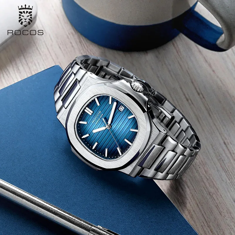 ROCOS Men's Automatic Mechanical Watches Nautilus Waterproof Steel Strip WristWatch Luxury Casual Elegant Sports Watch R0139