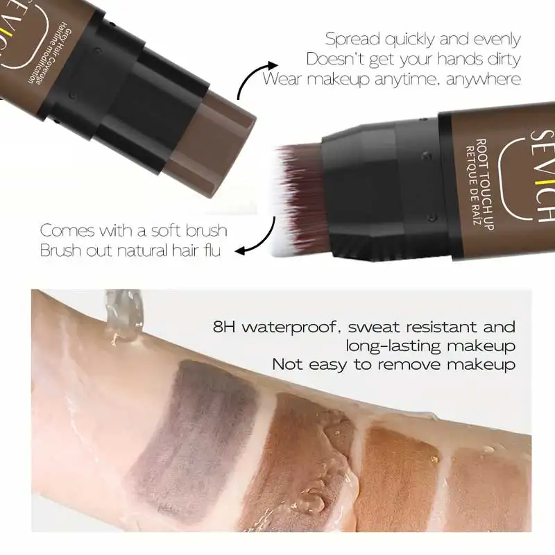 One-Time Hair Dye Pen with Brush Waterproof Hair Touch Up Stick Quick Coverage for White & Gray Long Lasting Temporary Concealer
