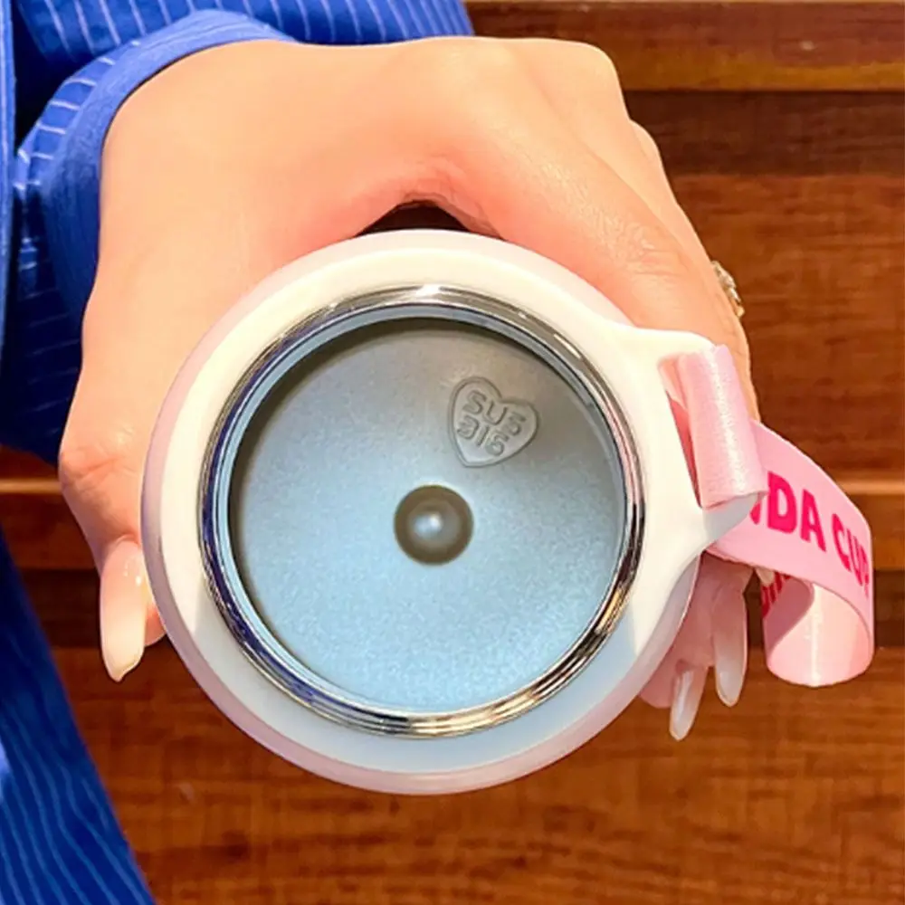 Large Capacity Panda Insulated Cup Double Straw Insulated Cute Thermal Water Bottle Reusable 550ml Drinking Water Cup Gift