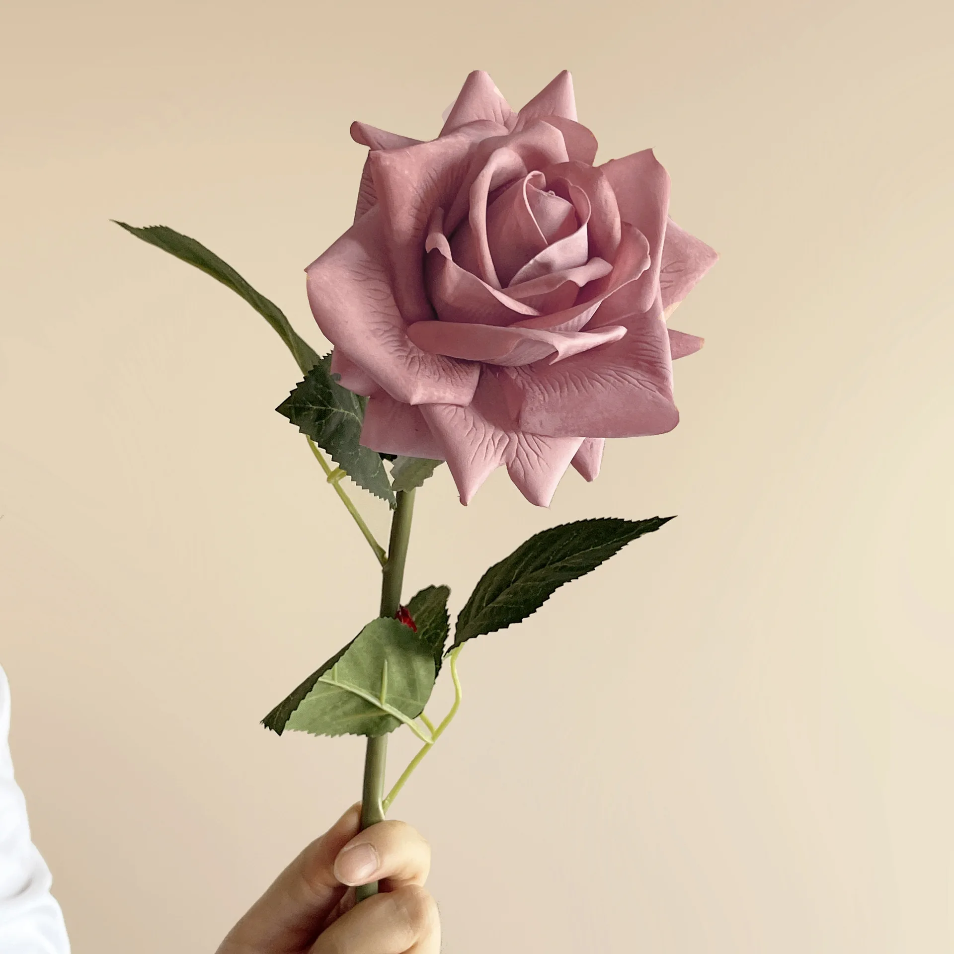 5 Stück/Set Hochwertige Herbst-Kunstrosen mit Echtem Touch für Hochzeitsdekoration, Brautstrauß, Party, Feuchtigkeitsspendende Rosenblumen – Detail 5