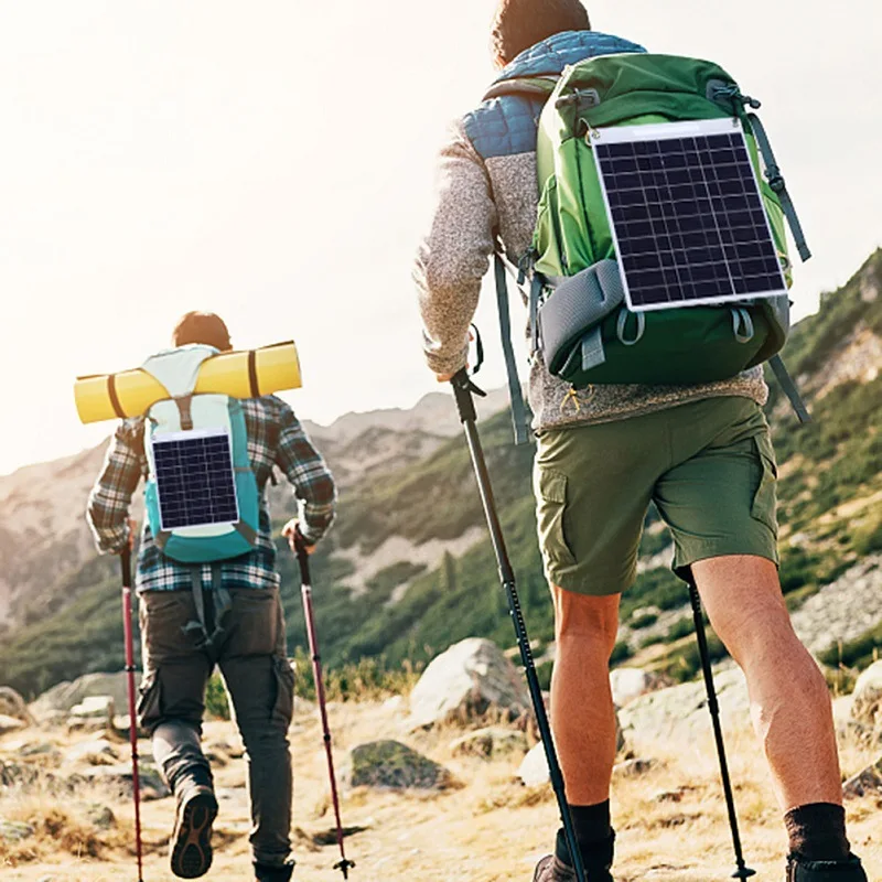 Placa Solar de 100W y 5V, cargador de batería portátil con doble USB, resistente al agua, para acampar al aire libre