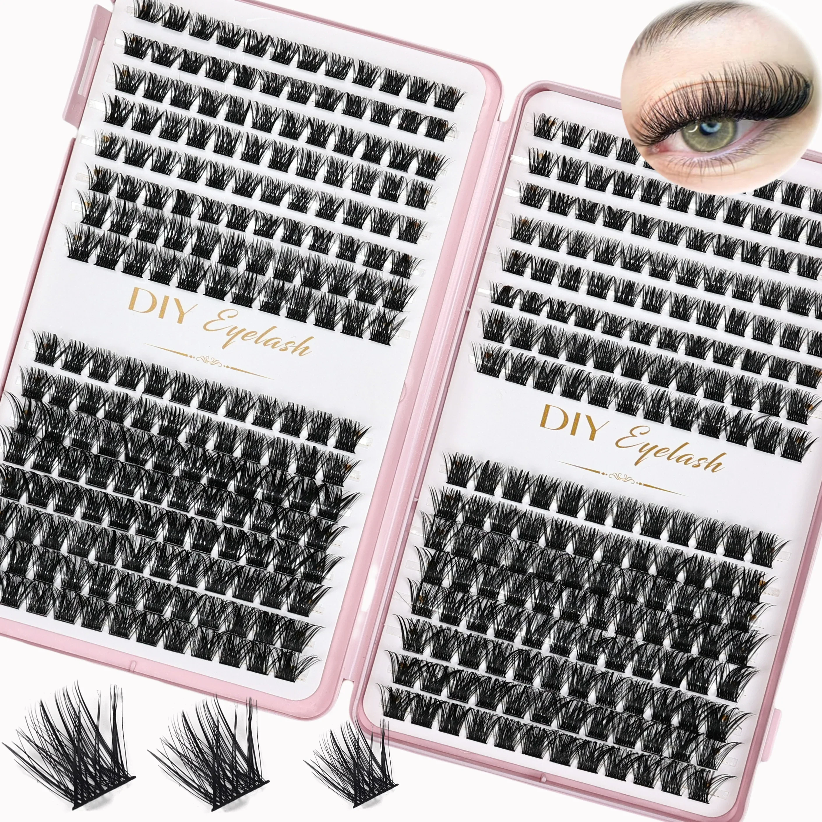 384 adet bireysel kirpik kümeleri DIY kirpik uzatma kitabı, D kıvırmak kirpik kümeleri evde kirpik uzatma