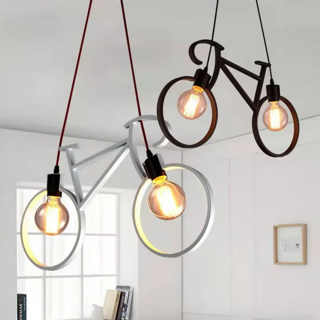 

Nordic American Creative Personality Bicycle Chandelier Cafe Art Restaurant Children's Room Corridor Bedroom Lamps