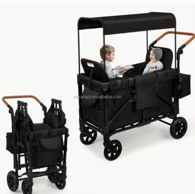 2024 Baby Products Folding Baby Wagon Stroller With 2 Seats And 4 Seats