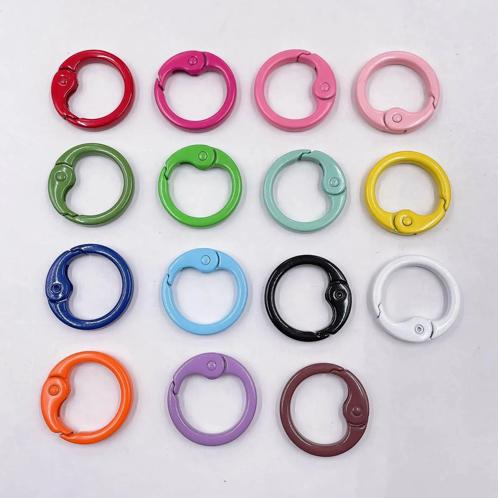 15x Spring O Ring Set 15 Colors Zinc Alloy Round for Keychains Crafts Bag