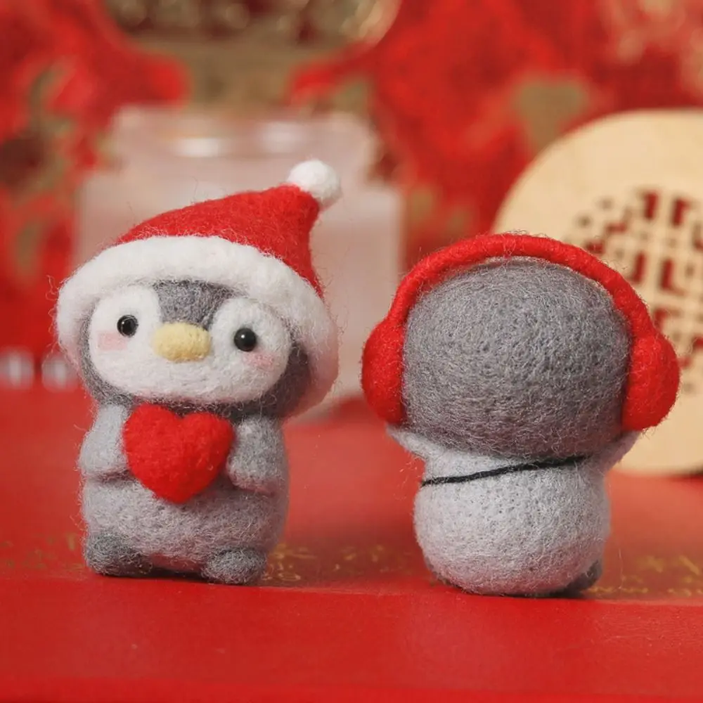 

New Not Finished Wool Felting Kit Cartoon Toy Doll Cute Penguin Needle Felting Kit Handmade DIY Felting Starter Kit