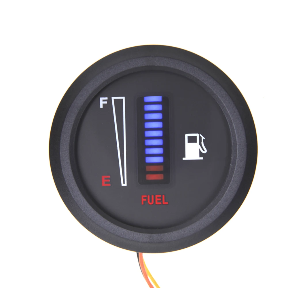 

2" 52mm 12V/24V Fuel Level Gauge Car Motorcycle Universal Fuel Level Meter Gauge Electronic LED Ultra Thin Auto Benzine Meter