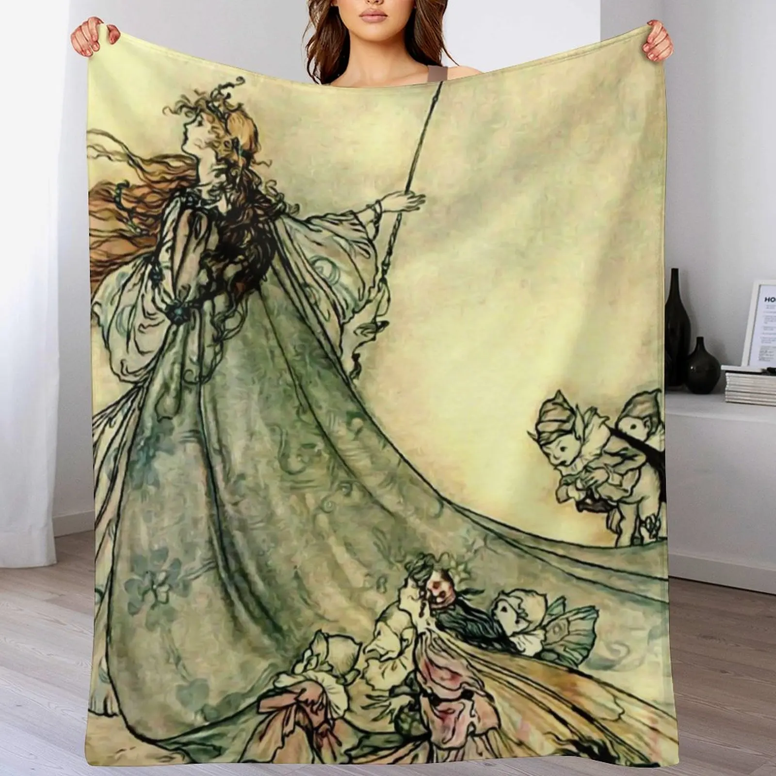 

aQueen of the Fairiesa Watercolor by Arthur Rackham Throw Blanket Single Hairys Large Luxury Designer Blankets