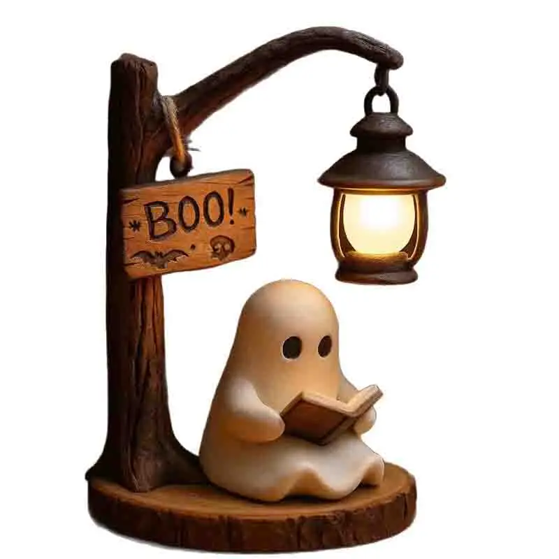 Miniture لطيف شبح القراءة فانوس المنزل مكتب سطح المكتب زخرفة ضوء الليل الإبداعية هالوين حفلة هدية الجدة ديكور الدعامة