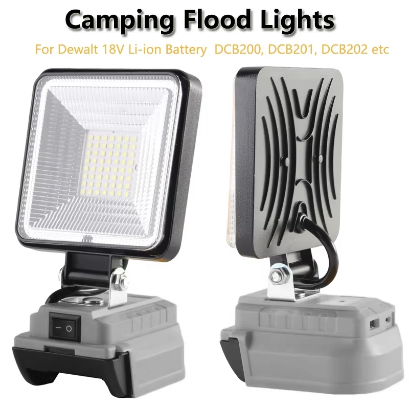

4 Inch for Dewalt 18V Li-ion Battery Cordless LED Light Emergency Outdoor Flashlight with USB&Type-C Charging Port Flood Lights
