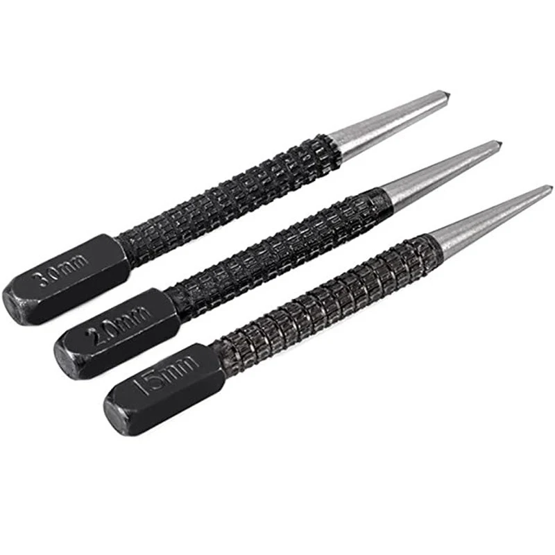 3 قطعة 1.5/2/3 مللي متر عالية الكربون الصلب مركز لكمة مجموعة 3.98 بوصة عدم الانزلاق مركز لكمة ل سبائك الصلب المعادن الخشب بمناسبة الحفر أيضا #6