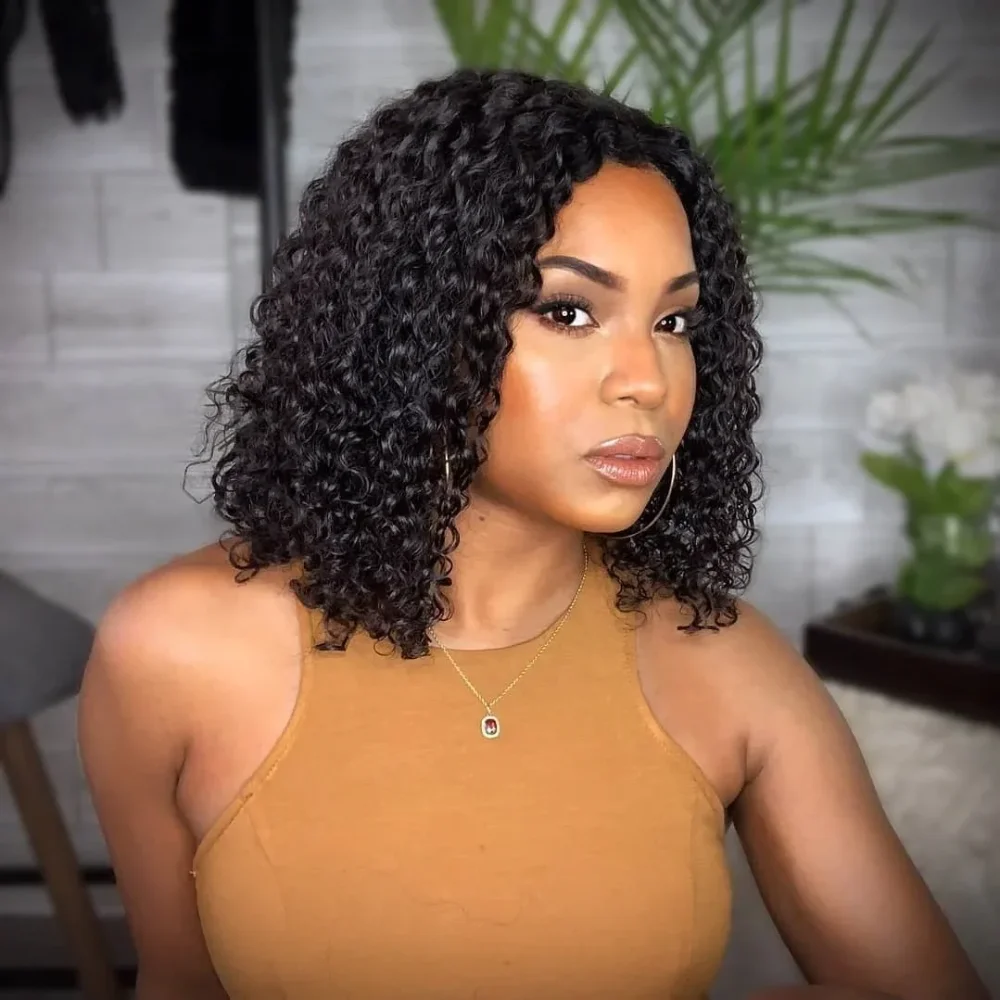 Bob Curly Wig 8 16 Inch Deep Wave Bob Wig Frontal Pre Plucked 13x6 13x4 HD Lace Natural Black Short Human Hair Wig For Women