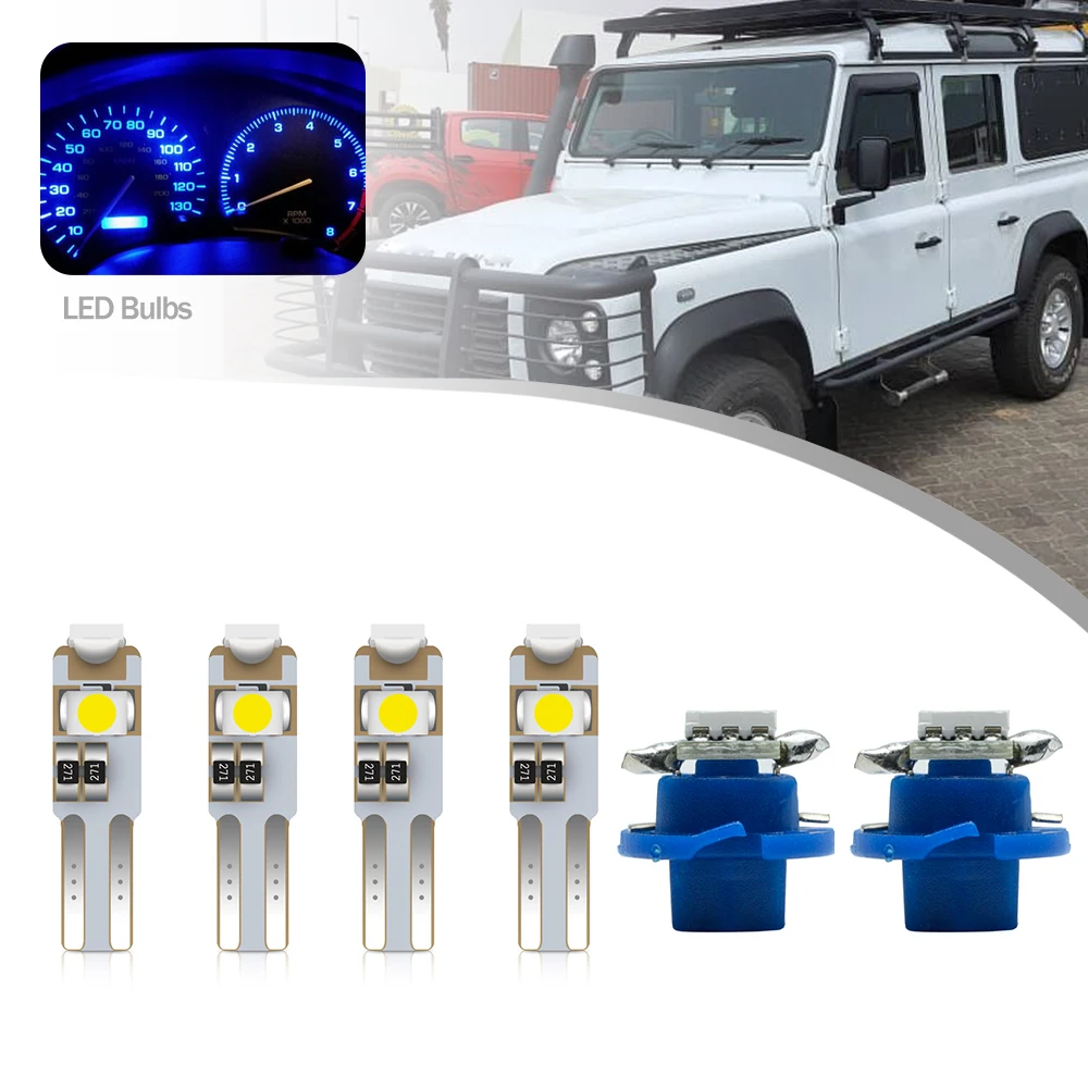 6 pezzi per Land Rover Defender TDCi Puma 07-16 Led Map Dome Interior Cluster lampadine per cruscotto indicatore di riscaldamento luce dell\'orologio