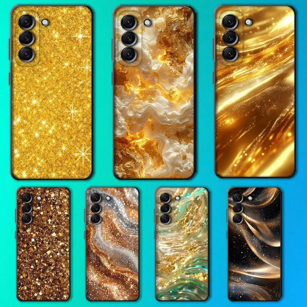 

Gold Glitter Bling Phone Case For Samsung Galaxy A13,A21s,A22,A31,A32,A52,A53,A71,A80,Soft Black Shell
