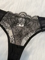2-Piece Women's Black Comfortable Lightweight Bow Semi Transparent Lingerie Set ZA824057 6